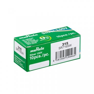 Pilas de botón Murata 315 (SR67 / SR716 SW) Caja de 10 unidades